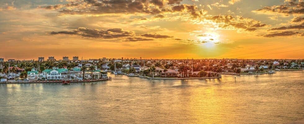 A detailed view of marco island waterfront condos with destination context for Tripps Now.